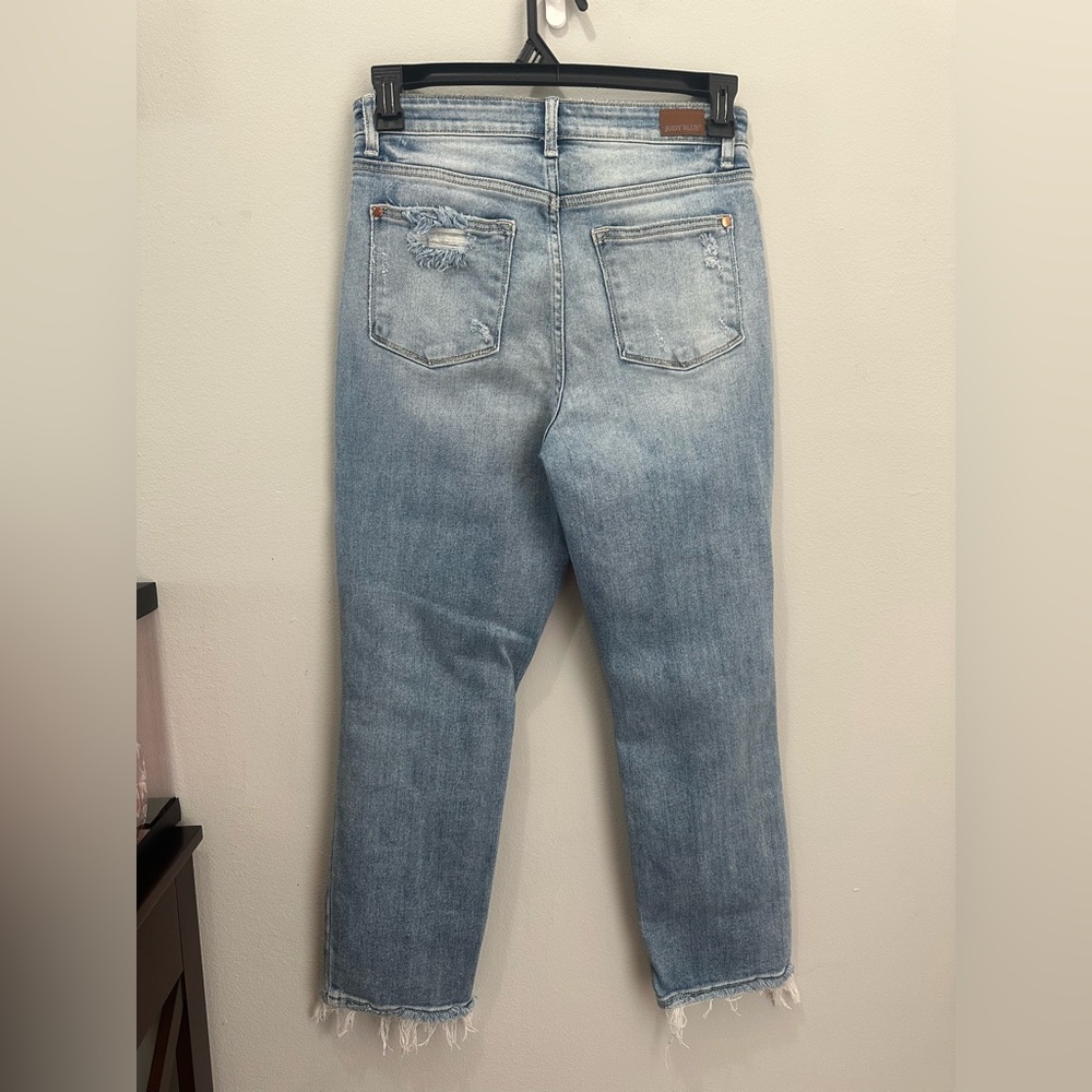 Judy Blue Women Straight Fit Distressed Jeans High Rise Blue Size 28 - Picture 4 of 12